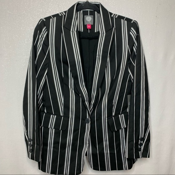 Vince Camuto Striped Pocket-Flap Blazer - Picture 2 of 12